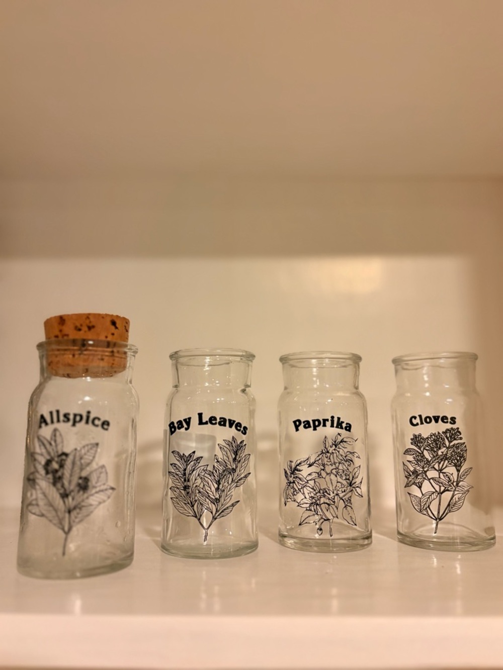 Vintage set of 4 Wheaton Glass Spice Jars